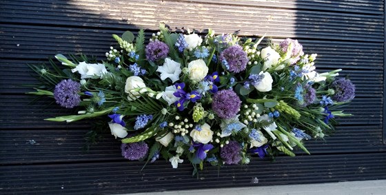 Beautiful flowers for the coffin arranged by Allison  his niece.
