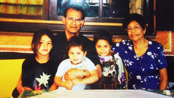 Dad and mum with Grandchildren, Devi, Dhara and Sanna 