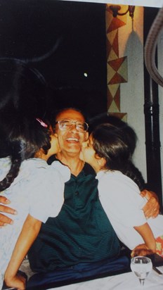 On holiday in Italy in 1998, having fun with his two eldest granddaughters