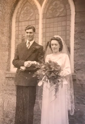Elizabeth and Otto, Wedding day, 7th June 1949. Baptist Chapel, Long Buckby.