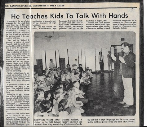 Will visiting Garfield school - Abilene, KS (1982)