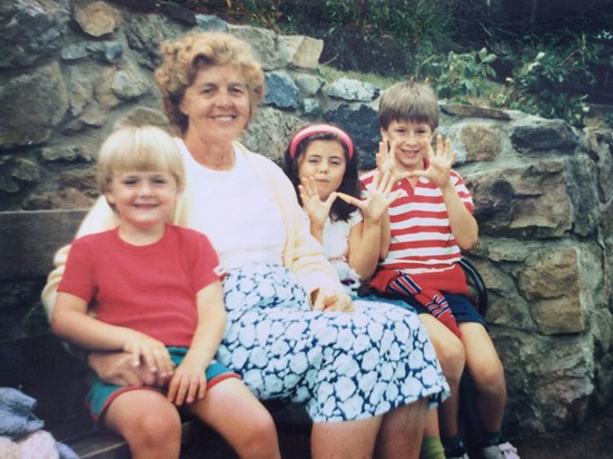 Mum with Jonathan, Caroline and Andrew at Llandudno