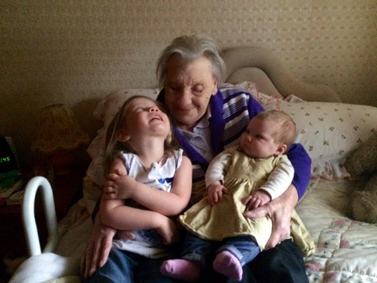 Joyce with her Great Grandchildren Ada & baby Lily