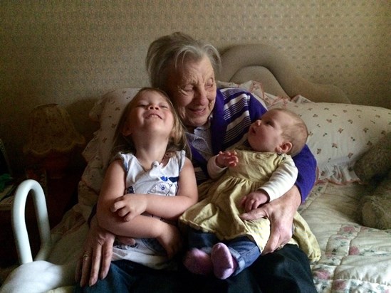 Joyce with Her great grandchildren Ada and Baby Lily