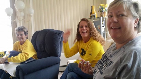 Watching U-M Football with Nanny, Aunt Shell and Mom