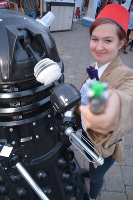 Clarissa as Dr Who with dalek!