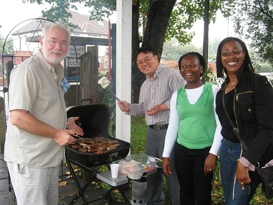 Mick doing a BBQ at St Hugh