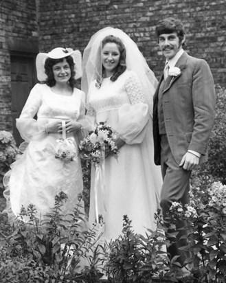 Gill, Jen & Andrew at Jen's wedding - Sept. 1972