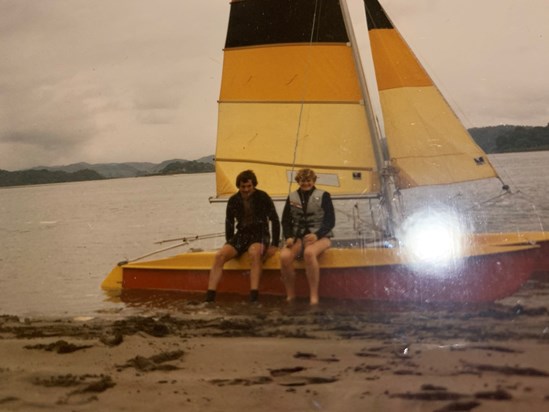 Lake Rotoma. 1985. Andrews catamaran. 