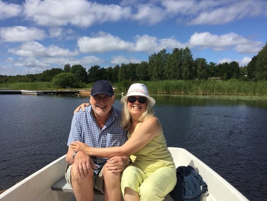 Mum and dad enjoying being on the lake in Sweden 