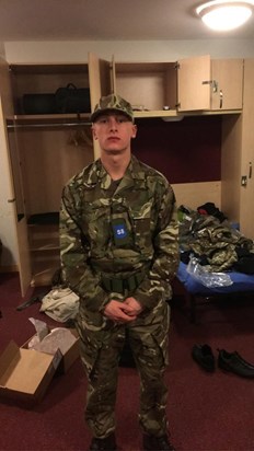 Cameron in his army gear 8/1/20. A star.