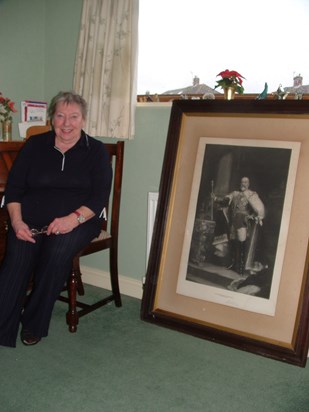 June and the King.  Early 2009 June with her Uncles portrait of King Edward VII. A gift to him from the Palace where he served as a Kings Bodyguard at the vigil for the late King's lying in state