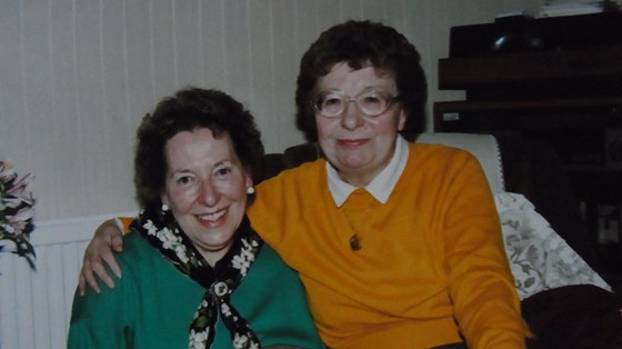 June & Joyce Edwards, nee Bainbridge at Portsmouth 1990