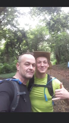 Day 1 of the Kilimanjaro hike. Kris all happy.x