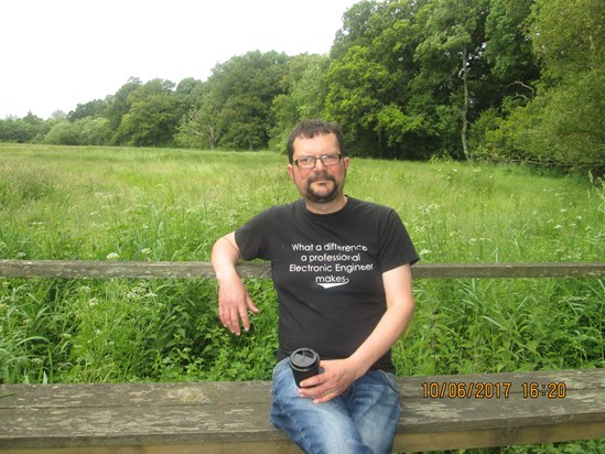 Tony relaxing at Warnham Nature Reserve...T shirt says it all!