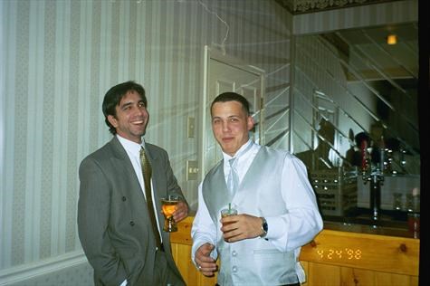 at my wedding with his friend Pete