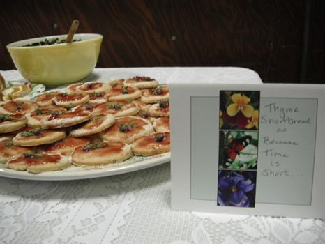 Thyme Shortbread cookies at memorial service- because Time is Short