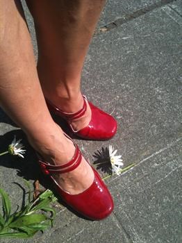 CJ thought Jenn's red shoes (& humor) were outrageously fun!