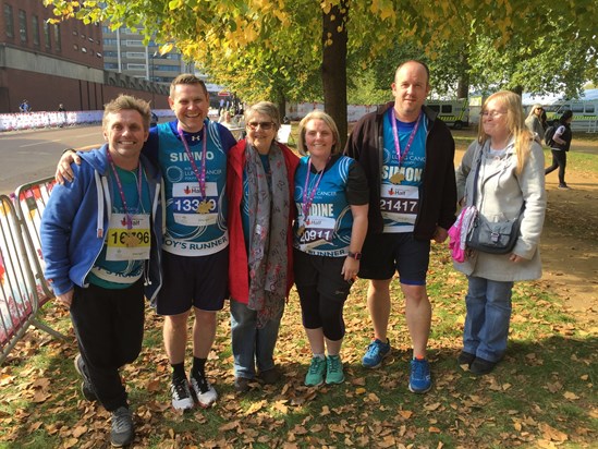Adam, Paul, Geraldine & Simon at the finish - Royal Parks Half Marathon - 11th Oct 2015