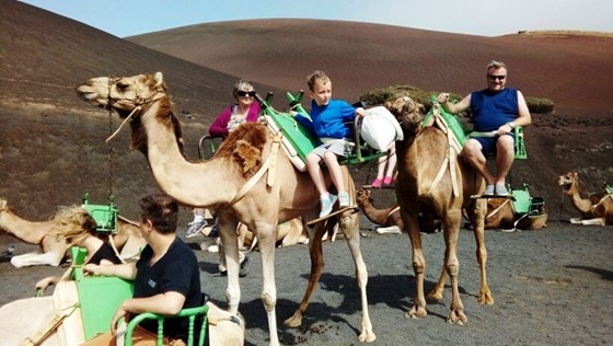 Liam and me camel ride Lanzarote 2016