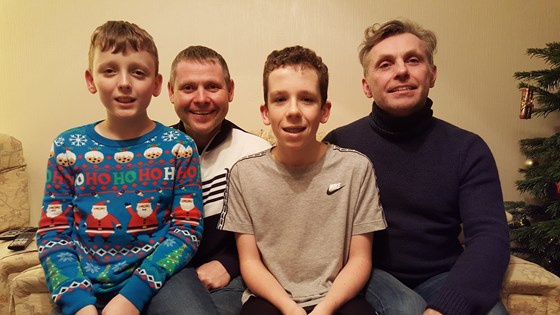 Adam,Paul,Ewan,Liam Boxing Day at our house 2019