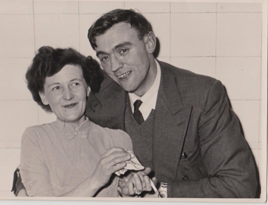 Mum and dad, 1957. On the back Mum wrote: "slightly drunk!".