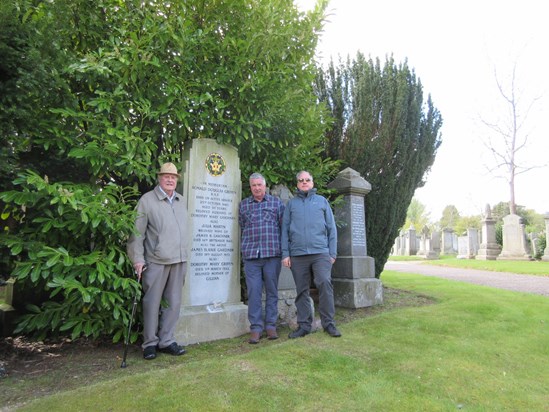 Dad ,Alastair and John at Uncle Ron’s grave 2019