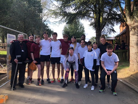 The brilliant Pancake Race! In this year Chris feigned an injury to try and get a head start. At the starting gun he threw down the crutches and ran up the front drive! 