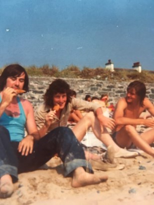 Anglesey 1973, Tom, me and Rick. Hairy students.