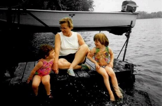Deedi and Caitlin with Grandma Diane at the lake