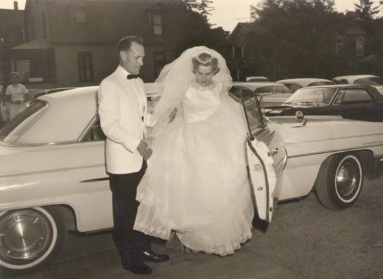 On her wedding day with her father, Morris Congdon