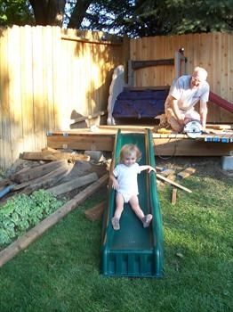 Dad was building Kali & Leiya's playhouse