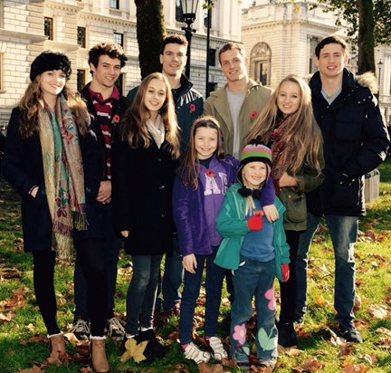 Joe's grandchildren - all gathered to watch Janet march on Rememderence Day.