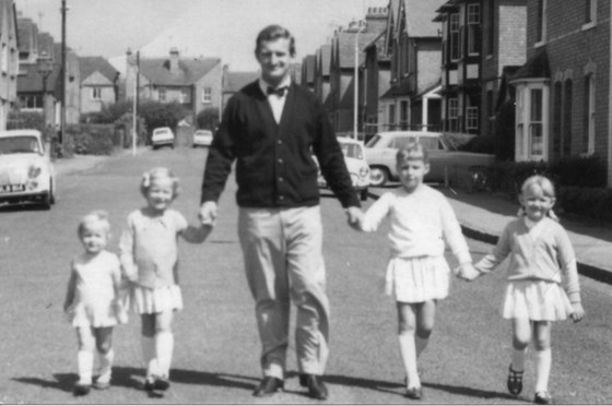 Joe with the four eldest daughters