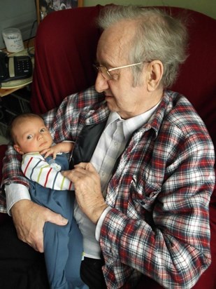 Max having cuddles with his Great Grandad x 