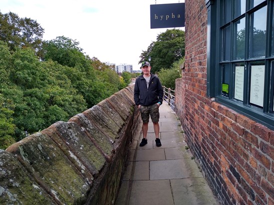 Walking the wall at Chester with Dad 