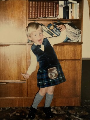 Dancing in his kilt