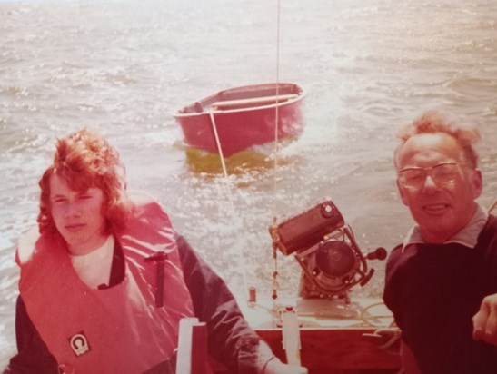 Dad actually letting me helm...mum must have been there as I've got a lifejacket on