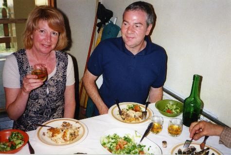 Shirley and I enjoying Greek Hospitality in Thassos