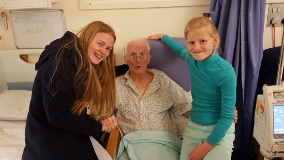 Grandad with Shania and Charlotte December 2017