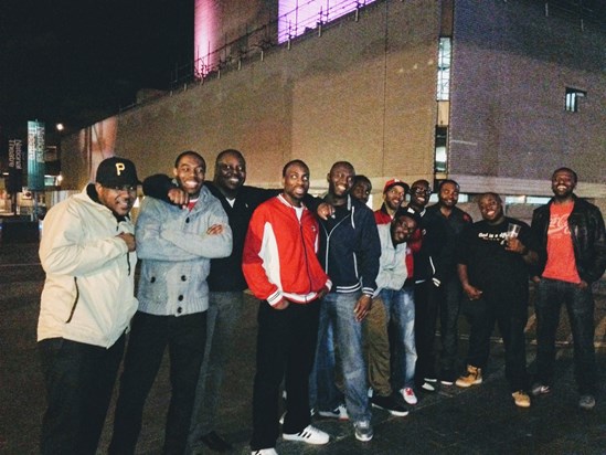 Spyda with Nigel M, Karis, Francis, Trevor, Robs, Ronnie, Stephen (OBEMBZ), Daniel, Billy, Udo, & Nigel T (Shortee) at the BFI in June 2013 - 'Sample Dis' screening. 