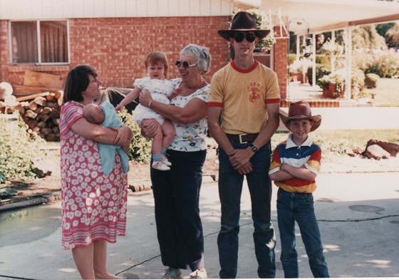 Brian, Mom, Sharron, Sam, Hannah and John in Boise c.1989