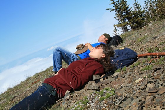 Taking a break on top of Maiden's Peak - Olympic National Park