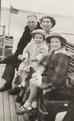 Mary and Elaine with their parents George and Heather