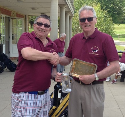 Dave recieving his golf trophy and prizes at Woldingham G.C. May 2015