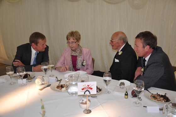Maurice with his 3 children at his granddaughter's wedding (Helen) in 2012.