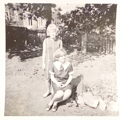 Barbara & Little Barbara in the garden at Lansdowne House, Leicester 1966