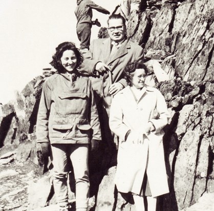 Chris with her parents on holiday in 1959