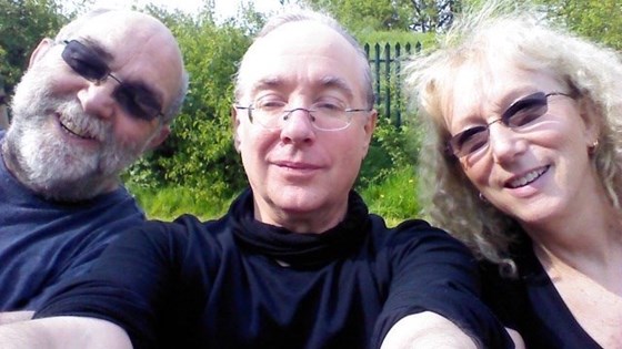 Paul on one of his walks with Glyn and Colleen. 