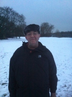 Paul (aka Pavel in his Russian hat!) on one of our winter walks.